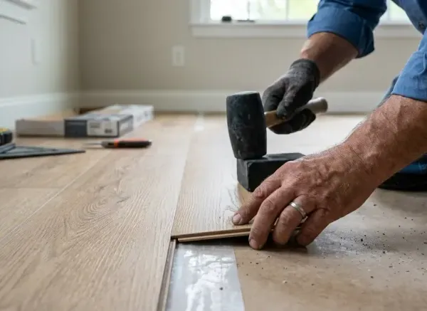 Flooring installation finished kitchen LVP